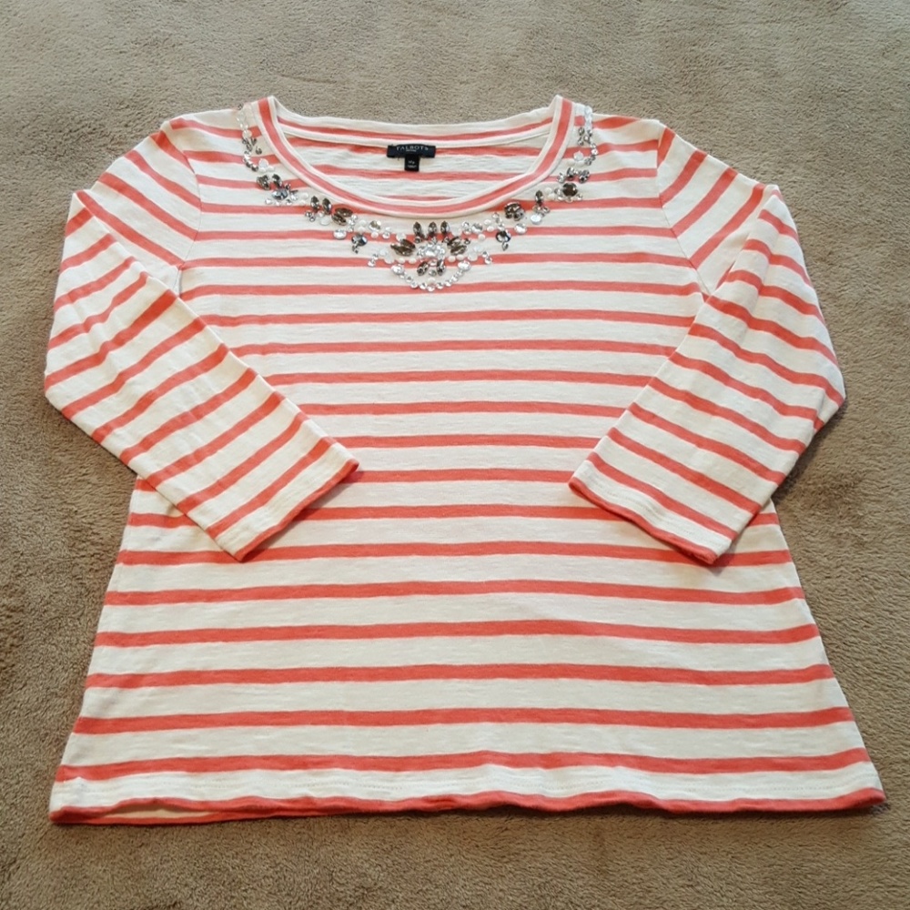 Talbots Embellished Top/Shirt. Size Med. Petite.